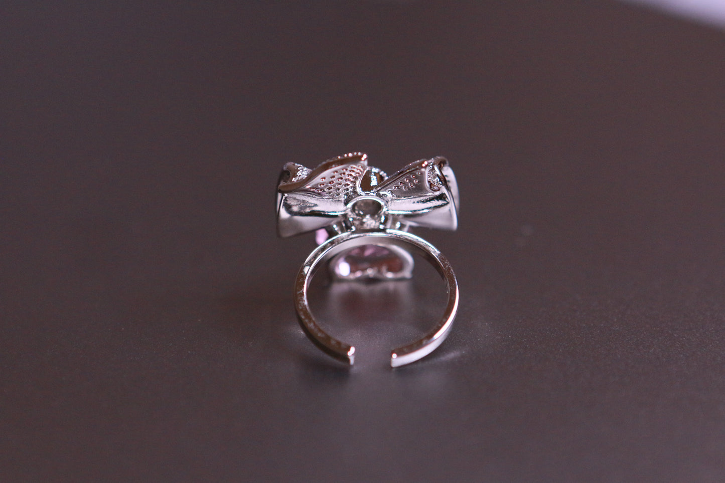 Bowknot Heart-Shaped Open Ring