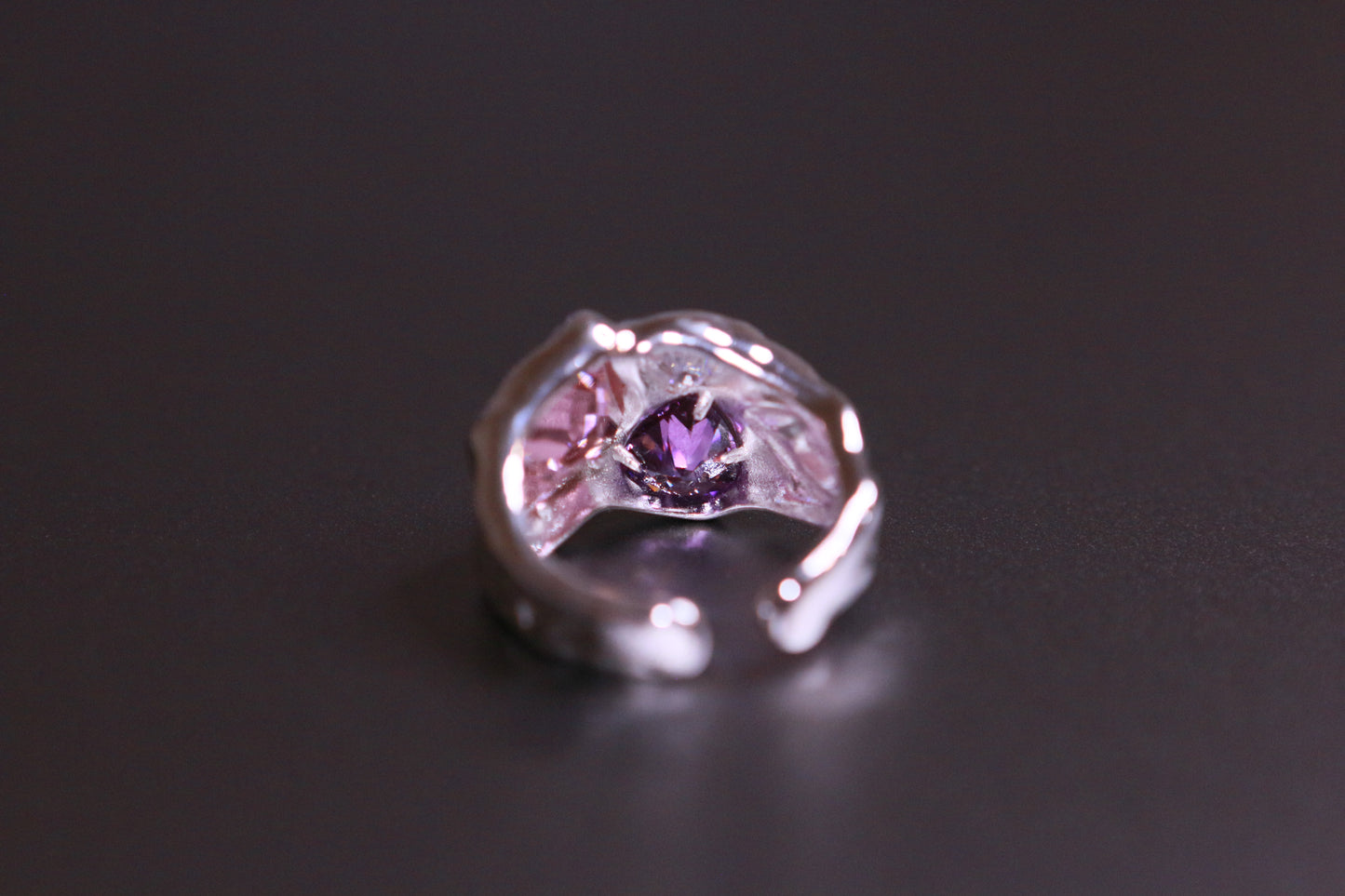 Asymmetrical Diamond-Encrusted Open Ring