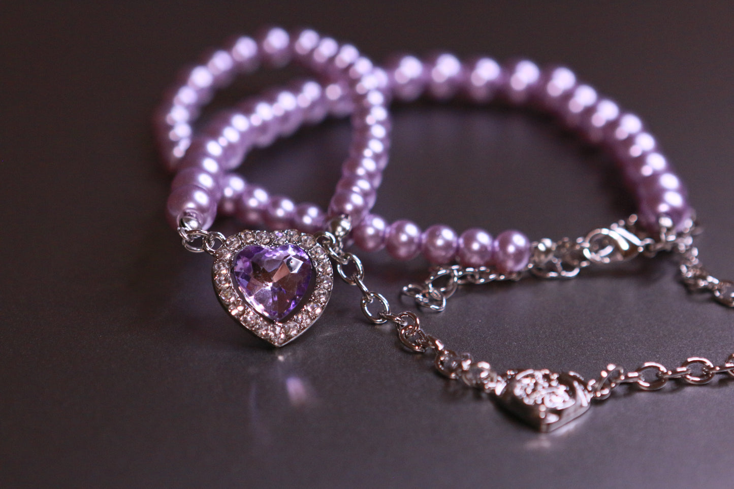 Luxurious Heart-shaped Crystal Pearl Collarbone Necklace