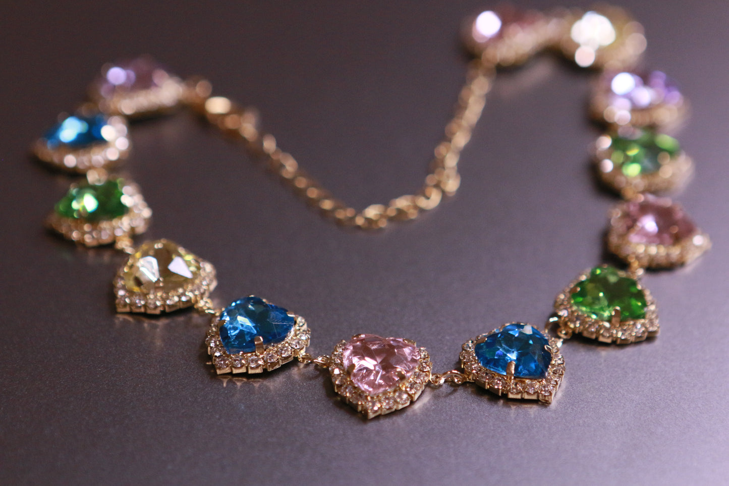 Colorful Diamond-Set Heart Necklace