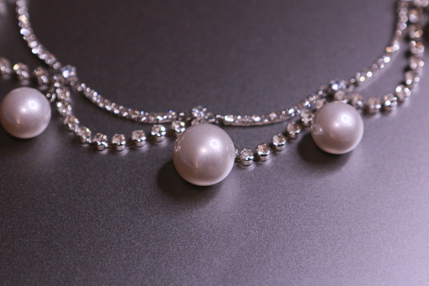 Double Clavicle Chain with Pearl and Diamond