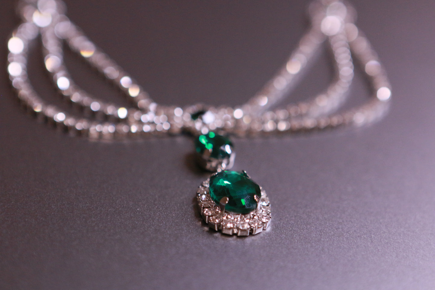 Green Diamond-Set Multi-Layered Necklace