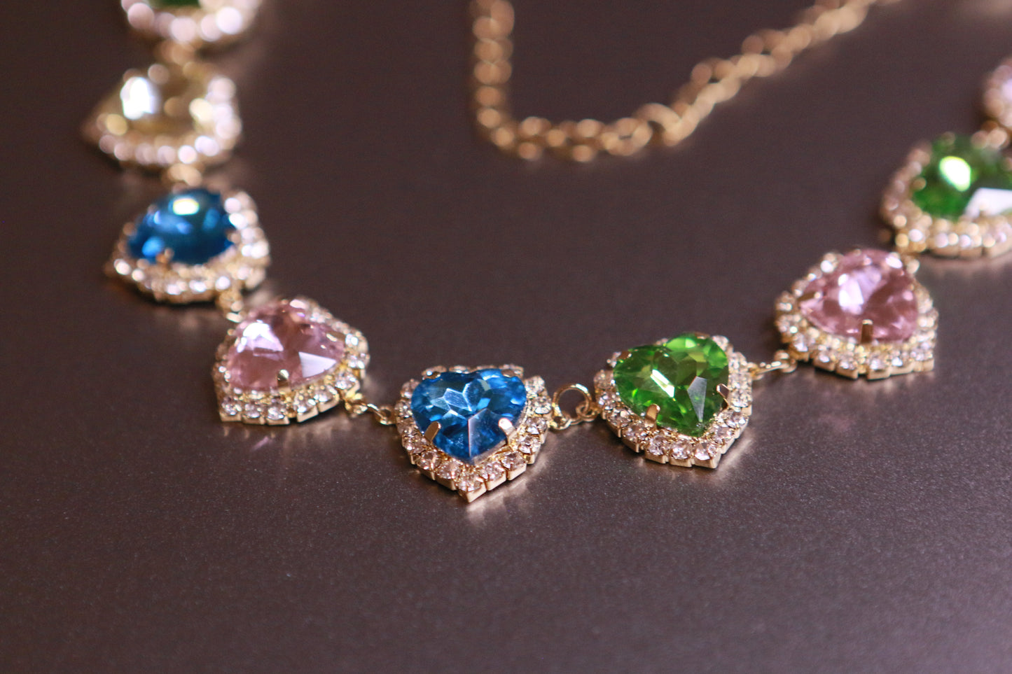 Colorful Diamond-Set Heart Necklace